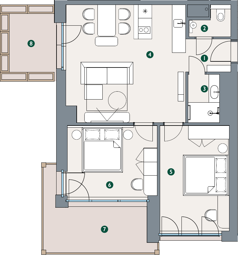 Pôdorys – Apartmán A2.03