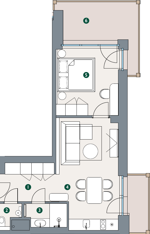 Pôdorys – Apartmán A2.07